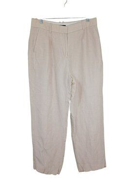 J.Crew Womens Light Beige Linen-Cupro Blend Trousers Size 10T Sumer Beach